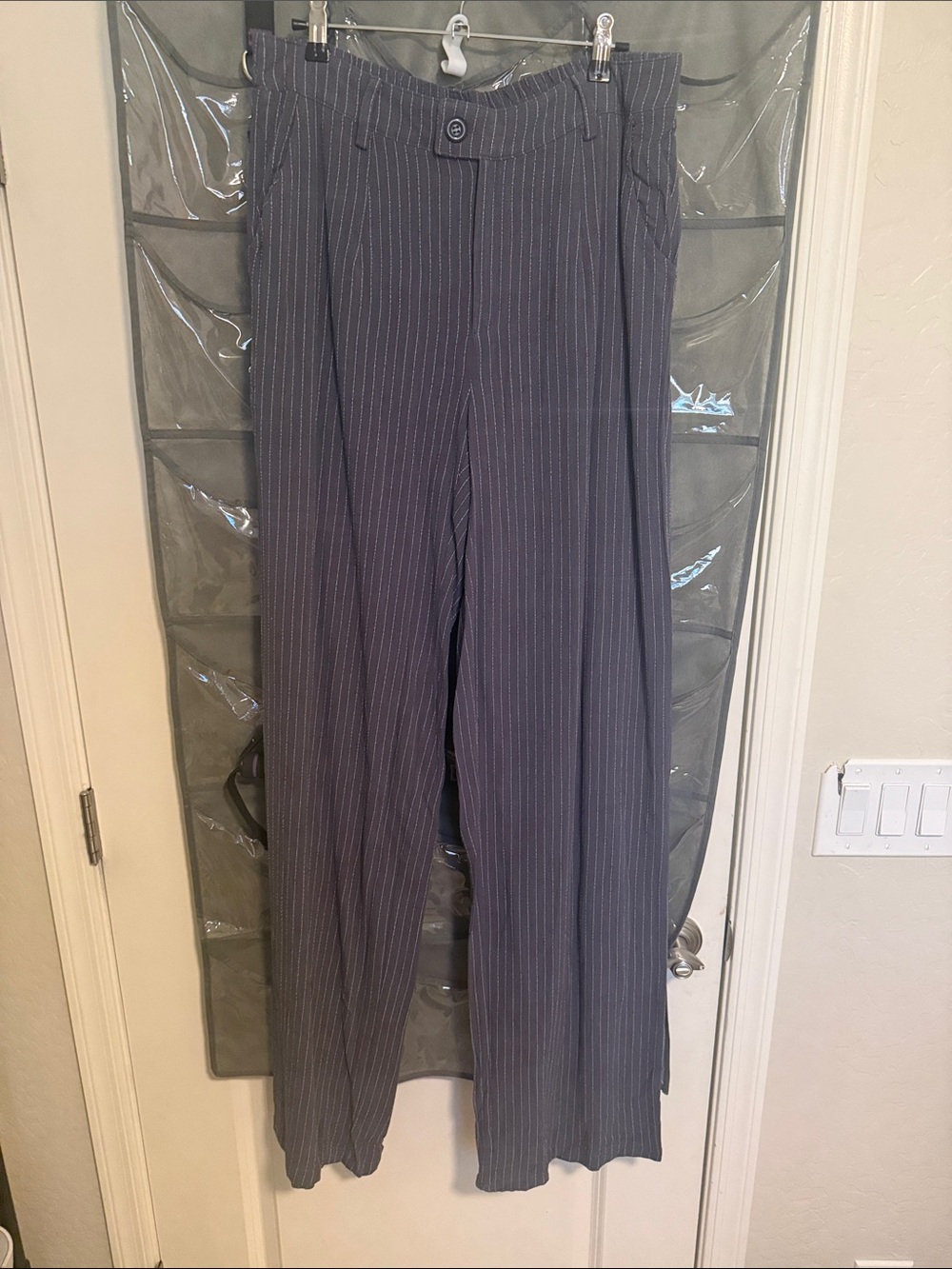 Amalli Talli Pinstripe Wide Leg Trousers in Navy